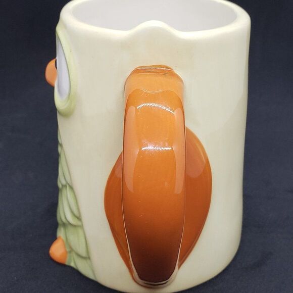 Owl Shaped Ceramic Mug-Green & Orange by TAG 12oz - Picture 5 of 8